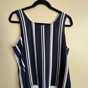 Striped Sleeveless Top - Navy and White